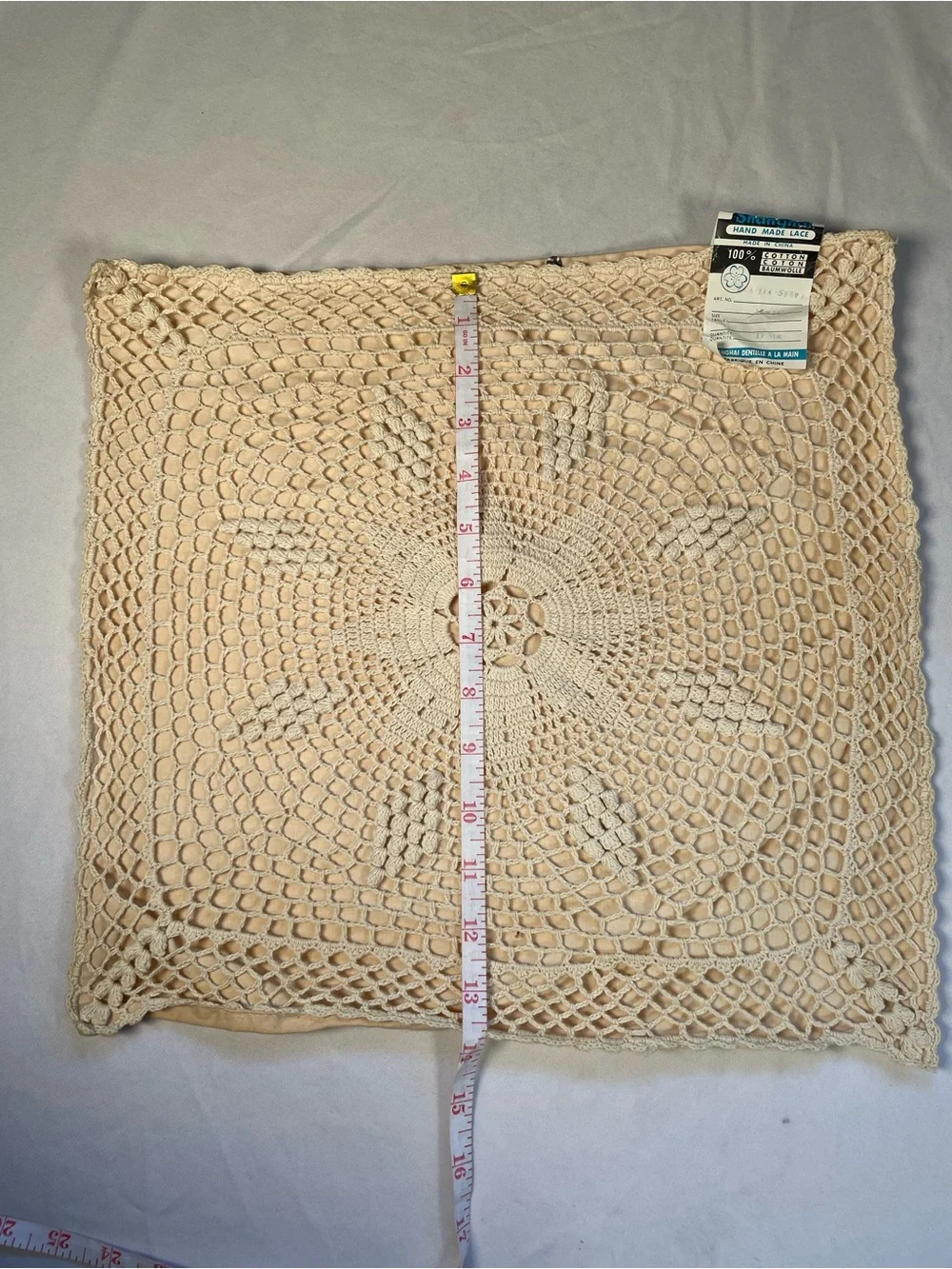 Vintage NWT Shanghai Hand Made Lace Crochet Pillowcase 100% Cotton Late 70s-80s